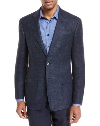 Giorgio Armani Melange Wool Two-piece Suit In Blue