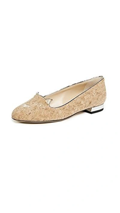 Charlotte Olympia Kitty Flats In Natural/silver