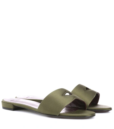 Bougeotte Satin Slides In Green