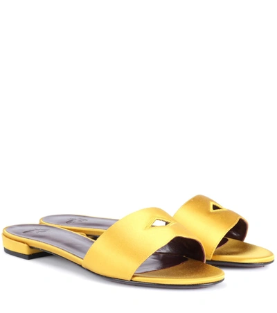 Bougeotte Satin Slides In Yellow