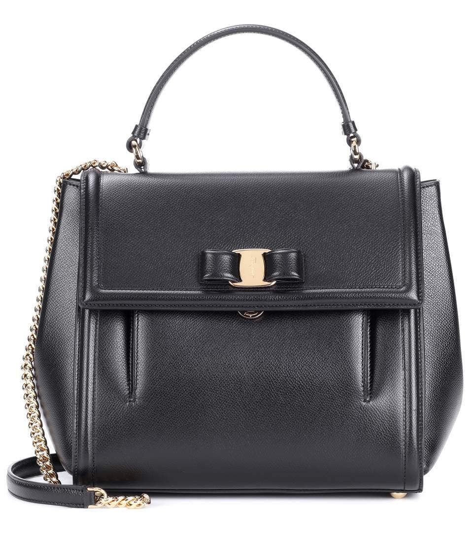 Salvatore Ferragamo Carrie Leather Shoulder Bag In Black | ModeSens