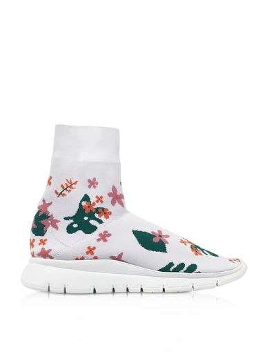 Joshua Sanders White Flower Nylon Sock Sneakers