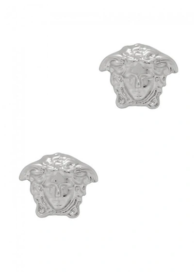 Versace Silver Tone Medusa Stud Earrings