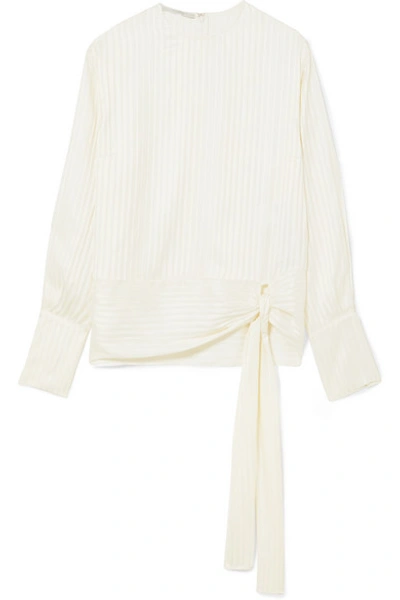 Stella Mccartney Striped Silk-jacquard Blouse In Naturalbianco