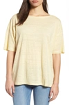 Eileen Fisher Organic Linen Jersey Short-sleeve Top In Flaxen