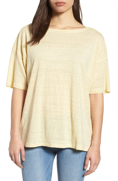 Eileen Fisher Organic Linen Jersey Short-sleeve Top In Flaxen