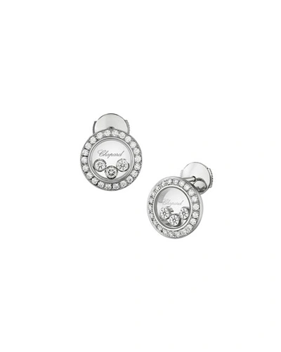 Chopard Happy Diamonds Round Stud Earrings In 18k White Gold