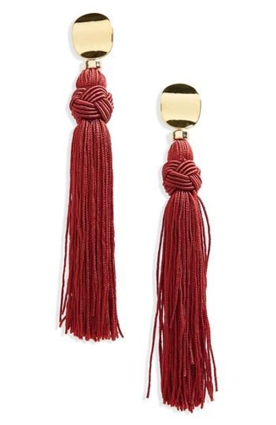 Lizzie Fortunato Sienna Luxe Tassel Drop Earrings In Burgundy