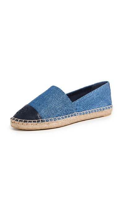 Tory Burch Colorblock Espadrille Flat In Denim Chambray/ Navy