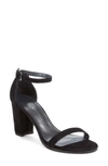 Stuart Weitzman Nearlynude Ankle Strap Sandal In Black Suede