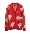 Amiri Intarsia Cashmere And Wool-blend Cardigan In Red