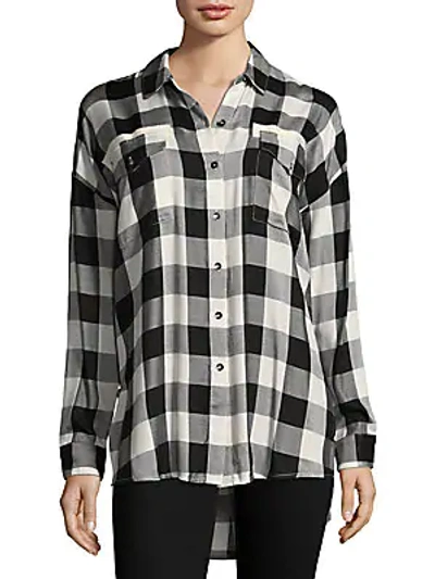 Splendid Check Button-down Shirt In Off White