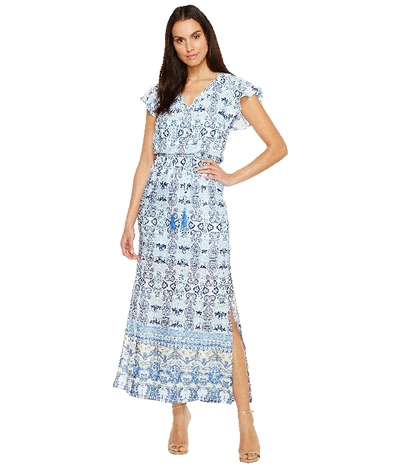 Adrianna Papell Plus Paisley Maxi Dress In Blue Multi