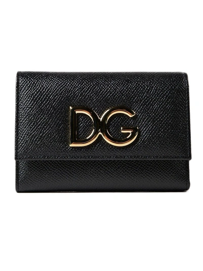 Dolce & Gabbana St. Dauphine French Flap Wallet In Nero