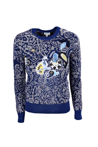 Kenzo Printed Sweater In Bleu France