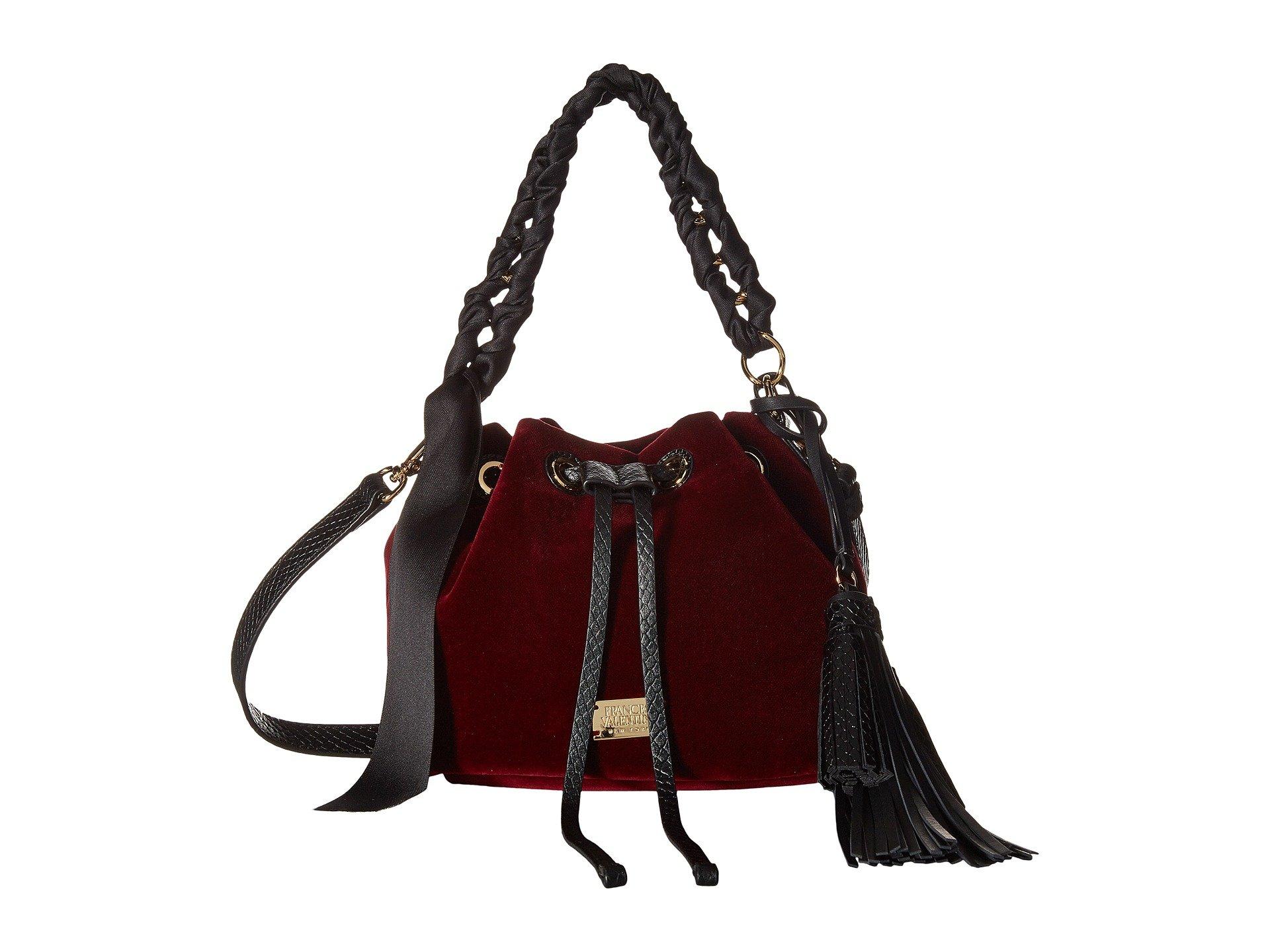 Frances Valentine Small Ann Velvet Bucket Bag In Burgundy | ModeSens