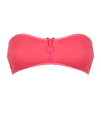 Stella Mccartney Zipped Front Bandeau Bikini Top In Pink