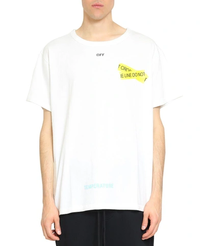 Off-white Firetape Cotton T-shirt In Bianco | ModeSens Off-white Firetape Cotton T-shirt In Bianco | ModeSens