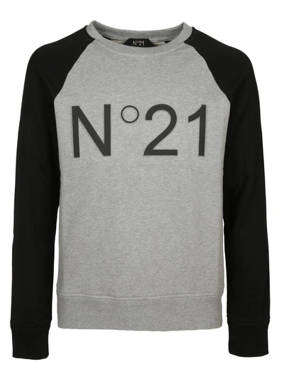 N°21 Nº21 Cropped Logo Sweatshirt - Grey In Grigio Melange