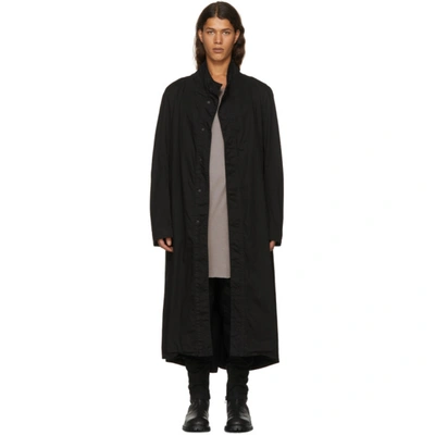 Julius Standing Collar Long Coat In Black
