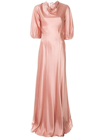 Alberta Ferretti Cowl Neck Slip Gown - Pink