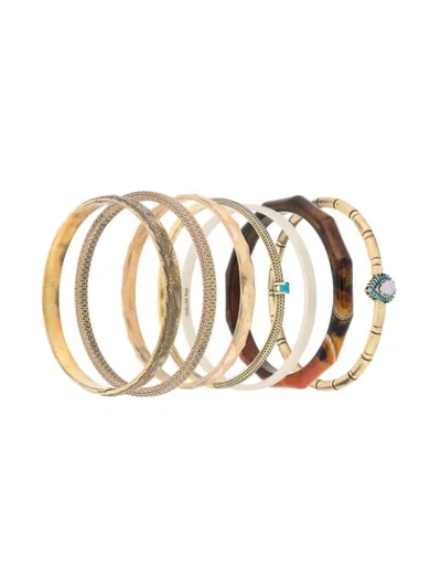 Iosselliani Set Of 7 Bangle Bracelets In Gold