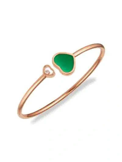 Chopard Women's Happy Hearts 18k Rose Gold, Diamond & Green Agate Bangle
