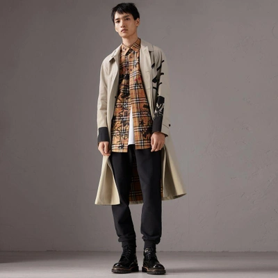 Burberry X Kris Gabardine Car Coat In Stone | ModeSens