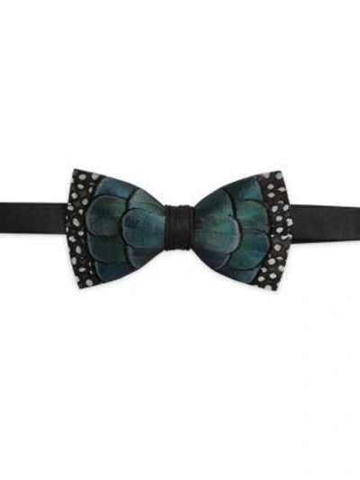 Brackish Feather Satin Bow Tie In Grey