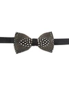 Brackish Satin Guinea Fowl Feather Bow Tie In Black