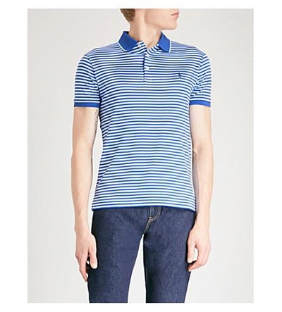 Polo Ralph Lauren Logo-embroidered Striped Cotton-jersey Polo Top In Provincetown Blue