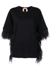 N°21 Feather Trim Top In Black