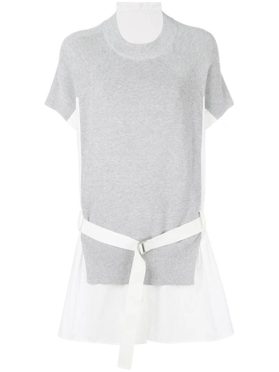 ワンピース Sacai Cotton and knit dress White Sacai White Classic Cotton Knit Dress | ModeSens