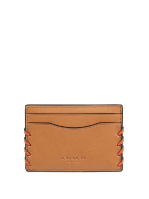 Coach Stitched Calfskin Leather Card Case In Saddle | ModeSens