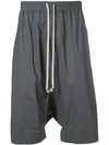 Rick Owens Dropped-crotch Cotton Shorts In Grey
