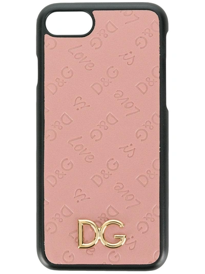 Dolce & Gabbana D&g Love Embossed Iphone 7 Case In Pink