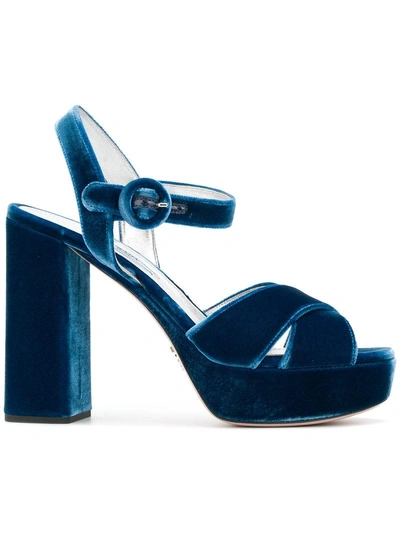 Prada Platform Sandals - Blue