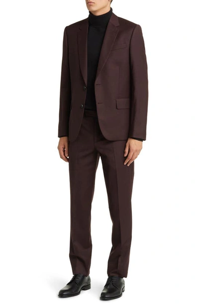 Paul Smith Tailored Fit Two-button Wool Blend Suit In Burgundy