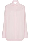 Helmut Lang Cutout Frayed Cotton-poplin Shirt In Pink