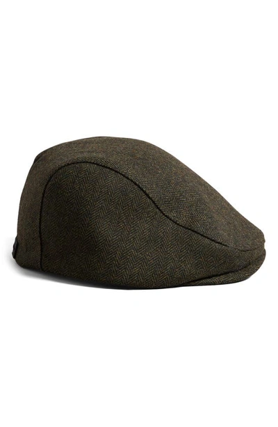 Ted Baker Jamesss Tweed-effect Woven-blend Flat Cap In Khaki