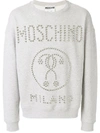 Moschino Studded Logo Sweatshirt In Grey