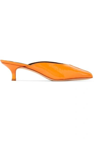 Tibi Frank Patent-leather Mules In Orange