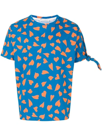 Jw Anderson J.w. Anderson Printed Hearts T-shirt In Cerulean Blue