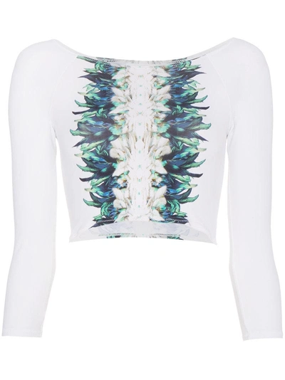 Belusso Feather Print Swim Top In White