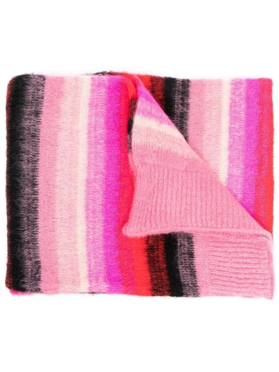 Essentiel Antwerp Camove Striped Mohair-blend Scarf In Combo 3 Firemen Red