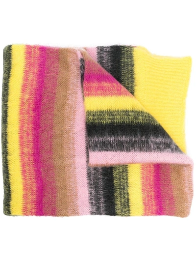 Essentiel Antwerp Camove Striped Mohair-blend Scarf In Combo 2 Cabaret