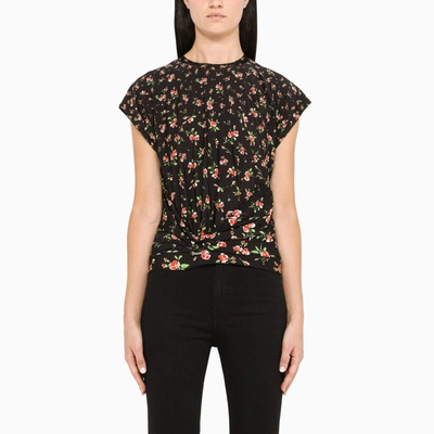 Rabanne Black Floral Crimped T-shirt