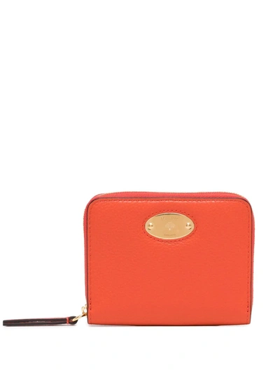 Mulberry Logo-plaque Zip-around Wallet In Orange