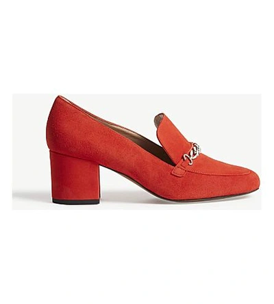 Whistles Alma Chain Suede Loafers In Red