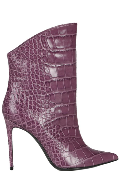 Giuliano Galiano Elise 105mm Embossed Ankle Boots In Púrpura